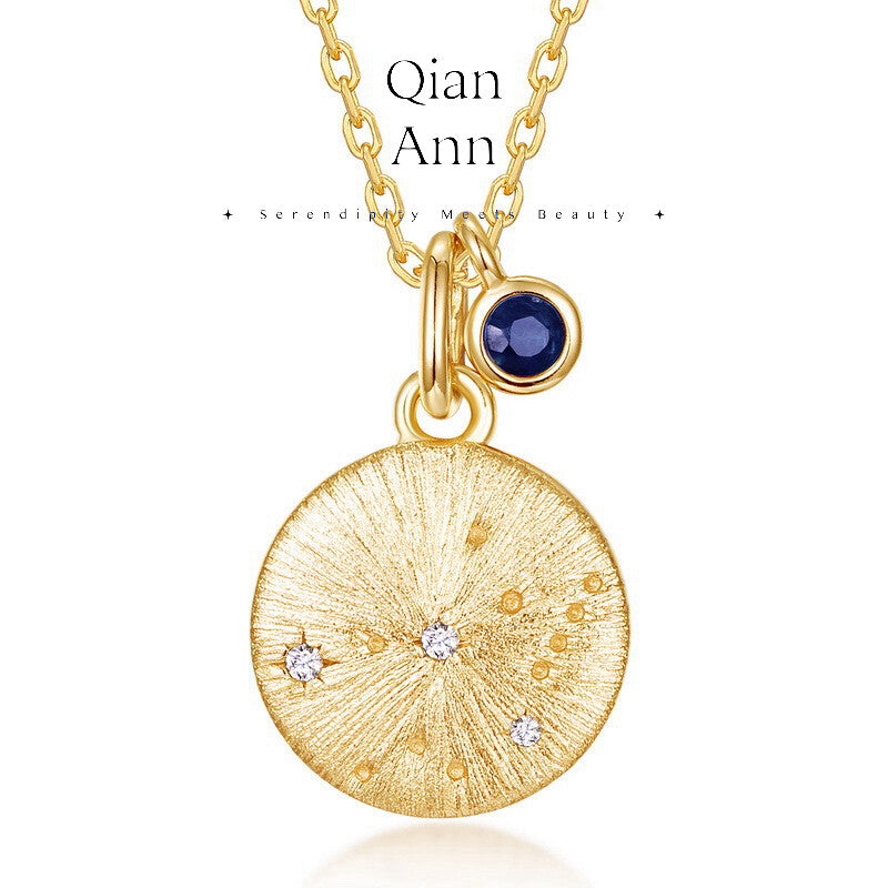 Birthstone Constellation Necklace,Virgo - Sapphire (8.23-9.22),Lumivault.