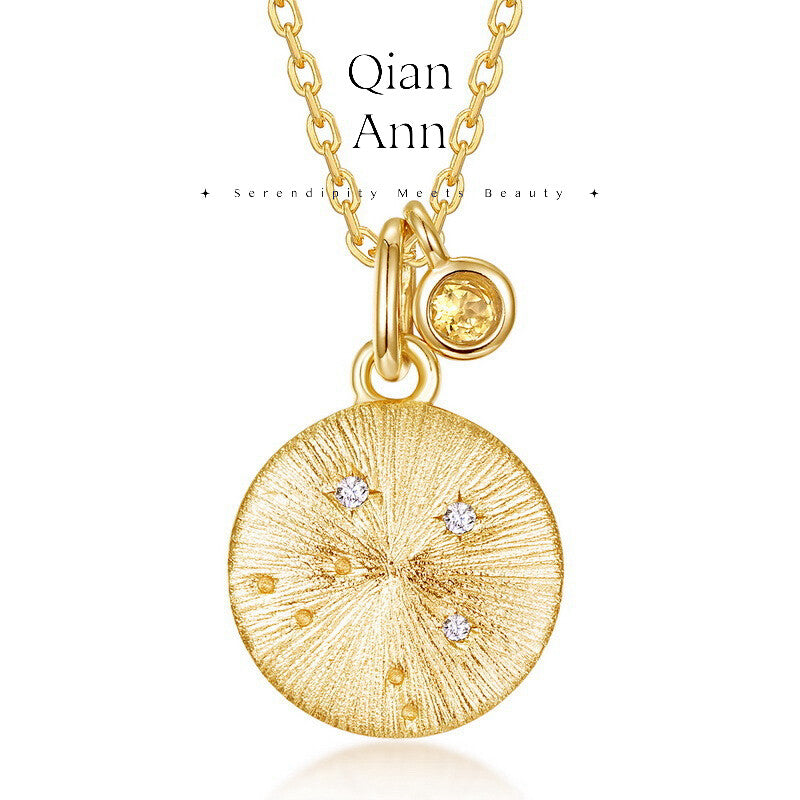 Birthstone Constellation Necklace,Scorpio - Citrine (10.23-11.21),Lumivault.