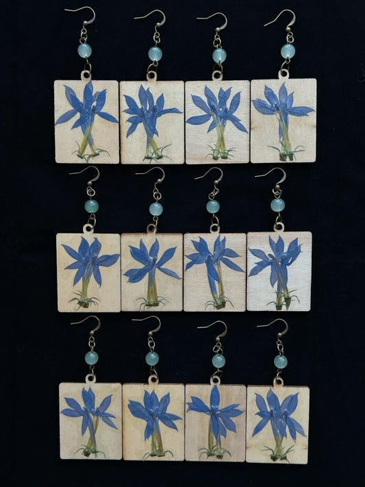 Chinoiserie Wooden Flower Earrings