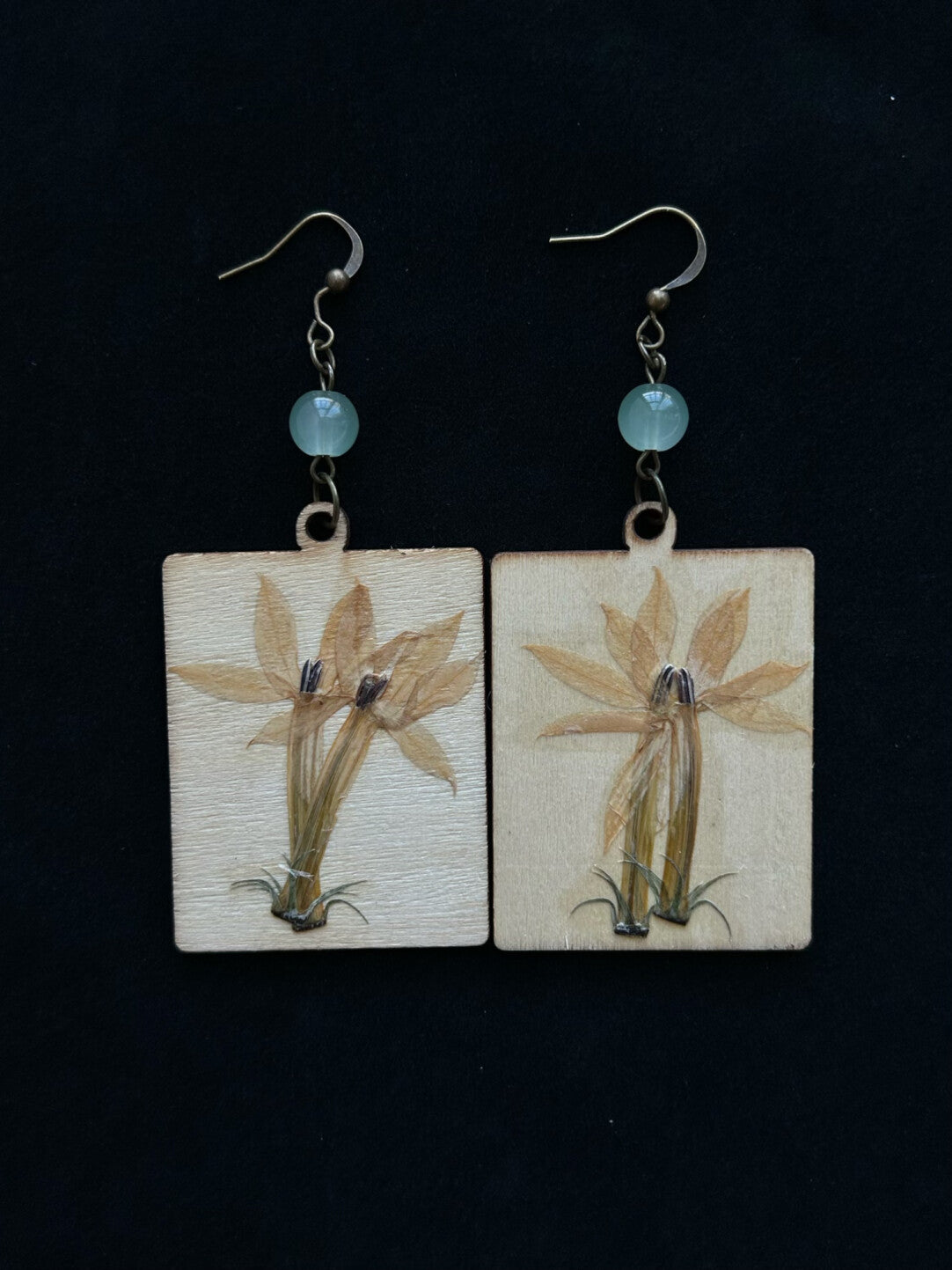 Chinoiserie Wooden Flower Earrings,Lumivault.
