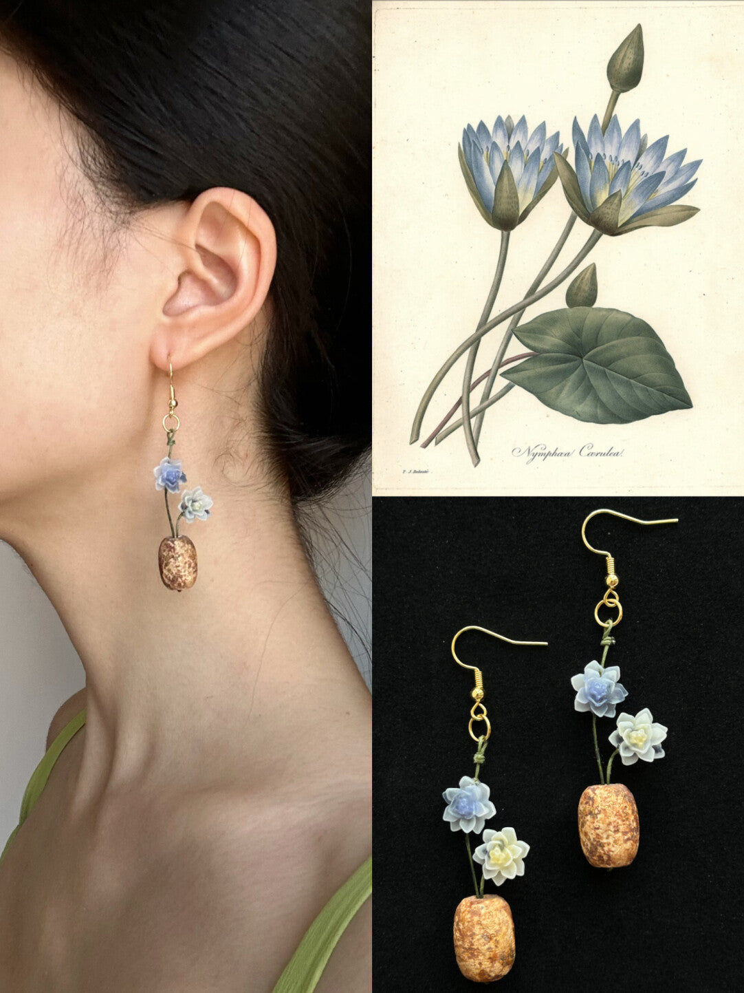 Egyptian Water Lily Vase Earrings