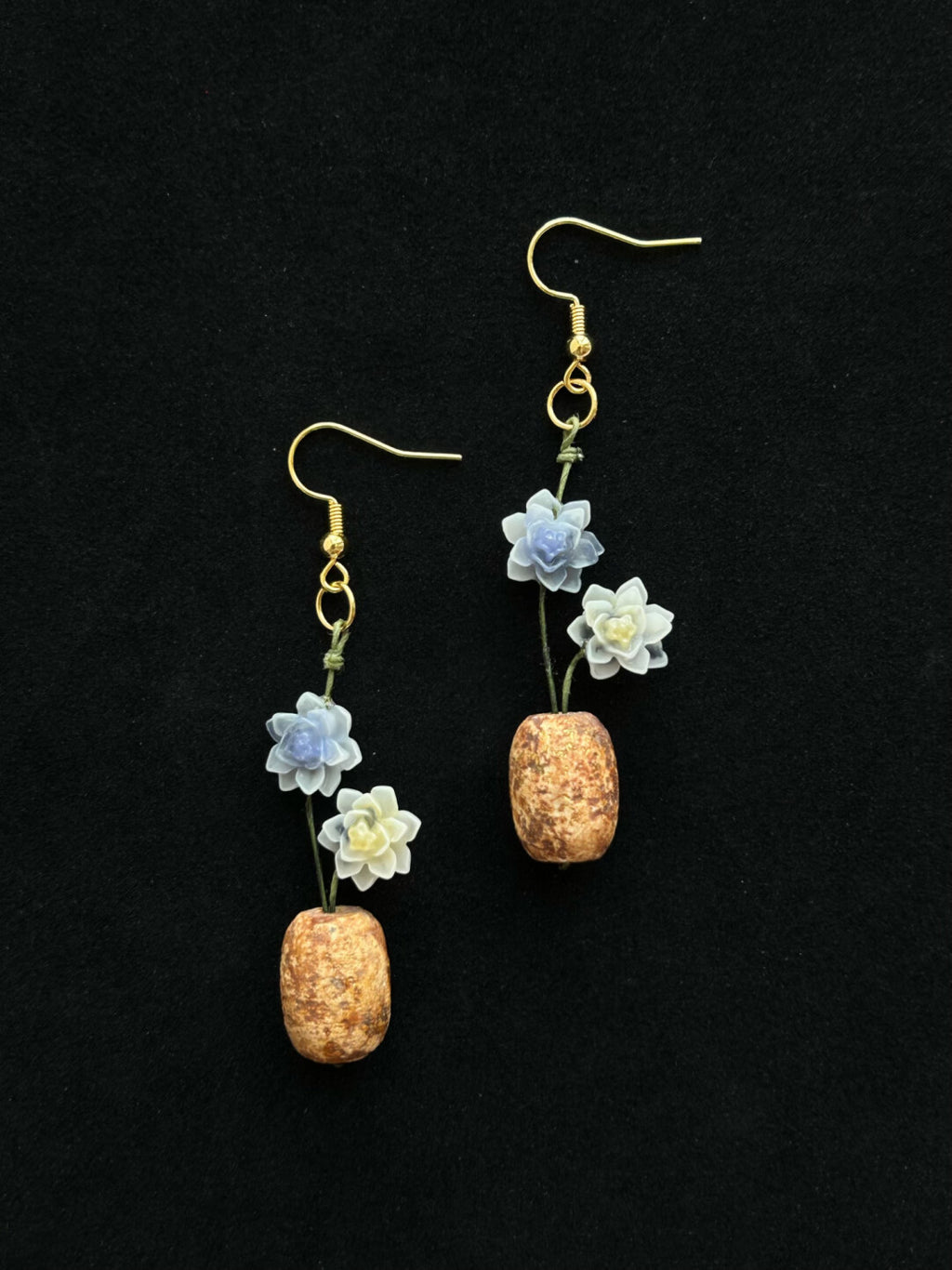 Egyptian Water Lily Vase Earrings,Lumivault.