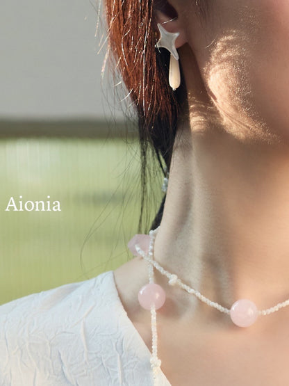 Four Pointed Star Pearl Oyster Earrings