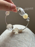 Rock Crystal Smoky Quartz Shell Beaded Bracelet,13-14cm,Lumivault.