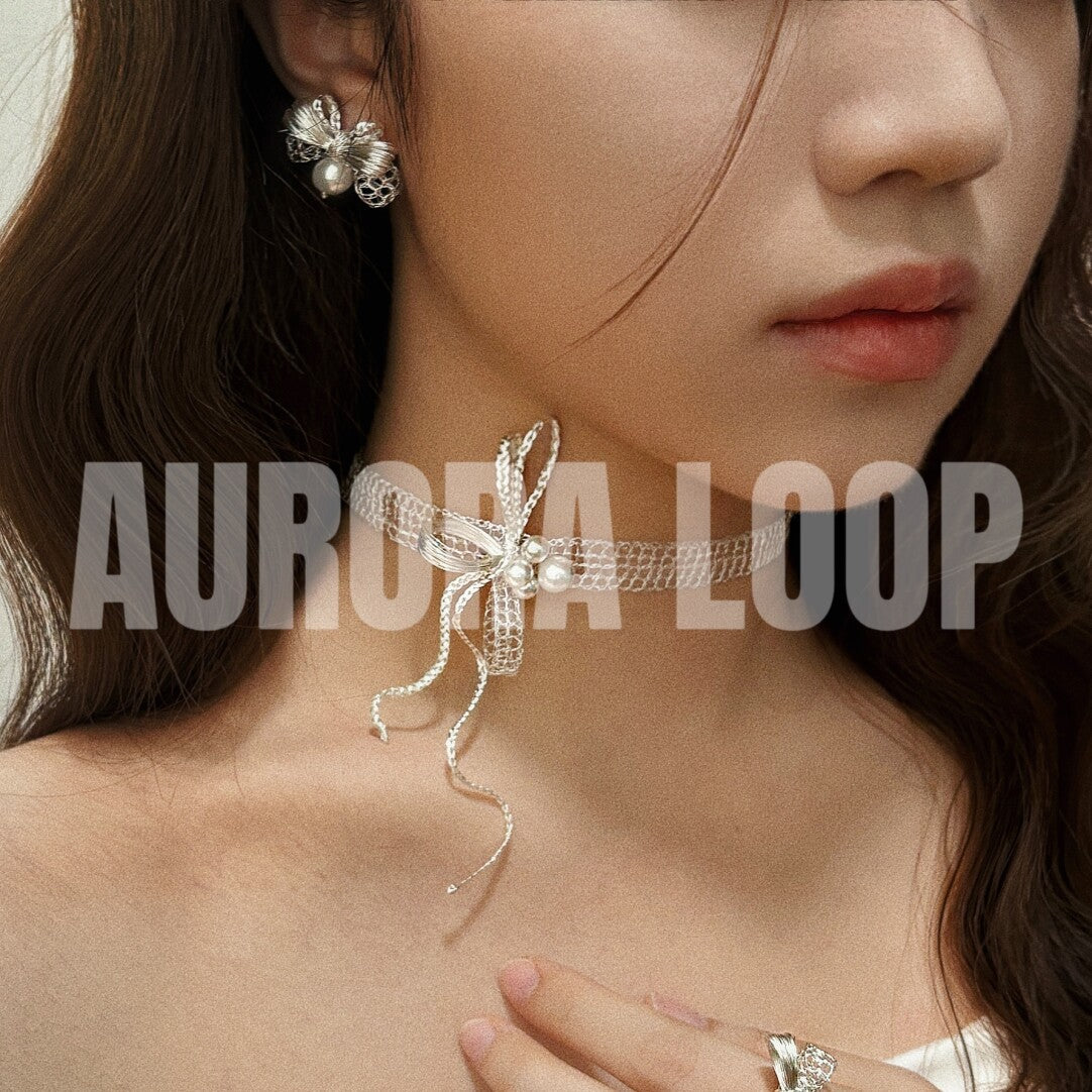 Metal Woven Short Bow Earrings,Lumivault.