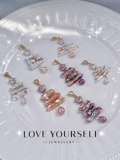 Christmas Tree Baroque Pearl Earrings