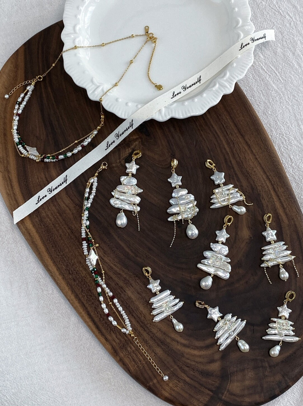 Christmas Tree Baroque Pearl Earrings,Lumivault.