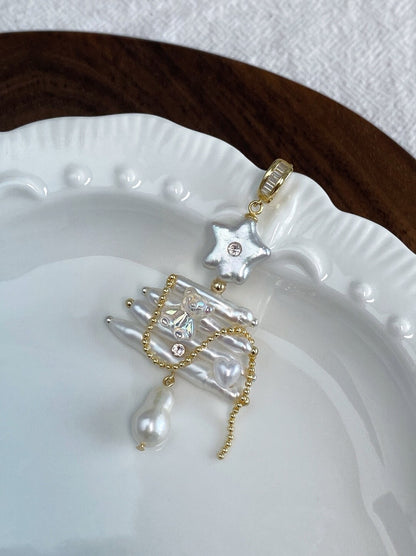 Christmas Tree Baroque Pearl Earrings