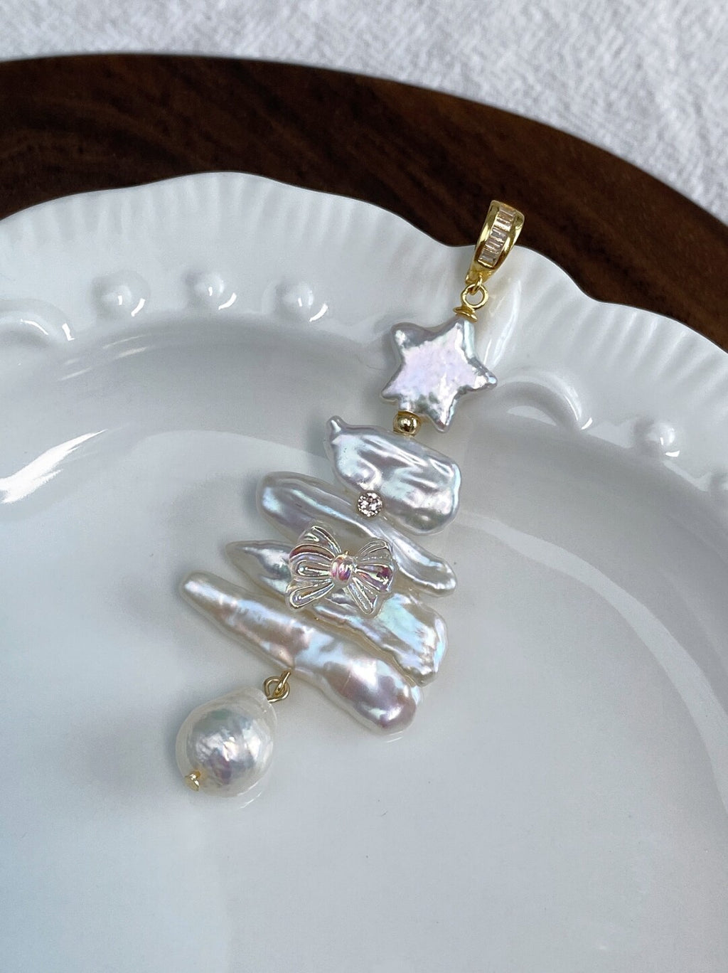 Christmas Tree Baroque Pearl Earrings,No. 3,Lumivault.