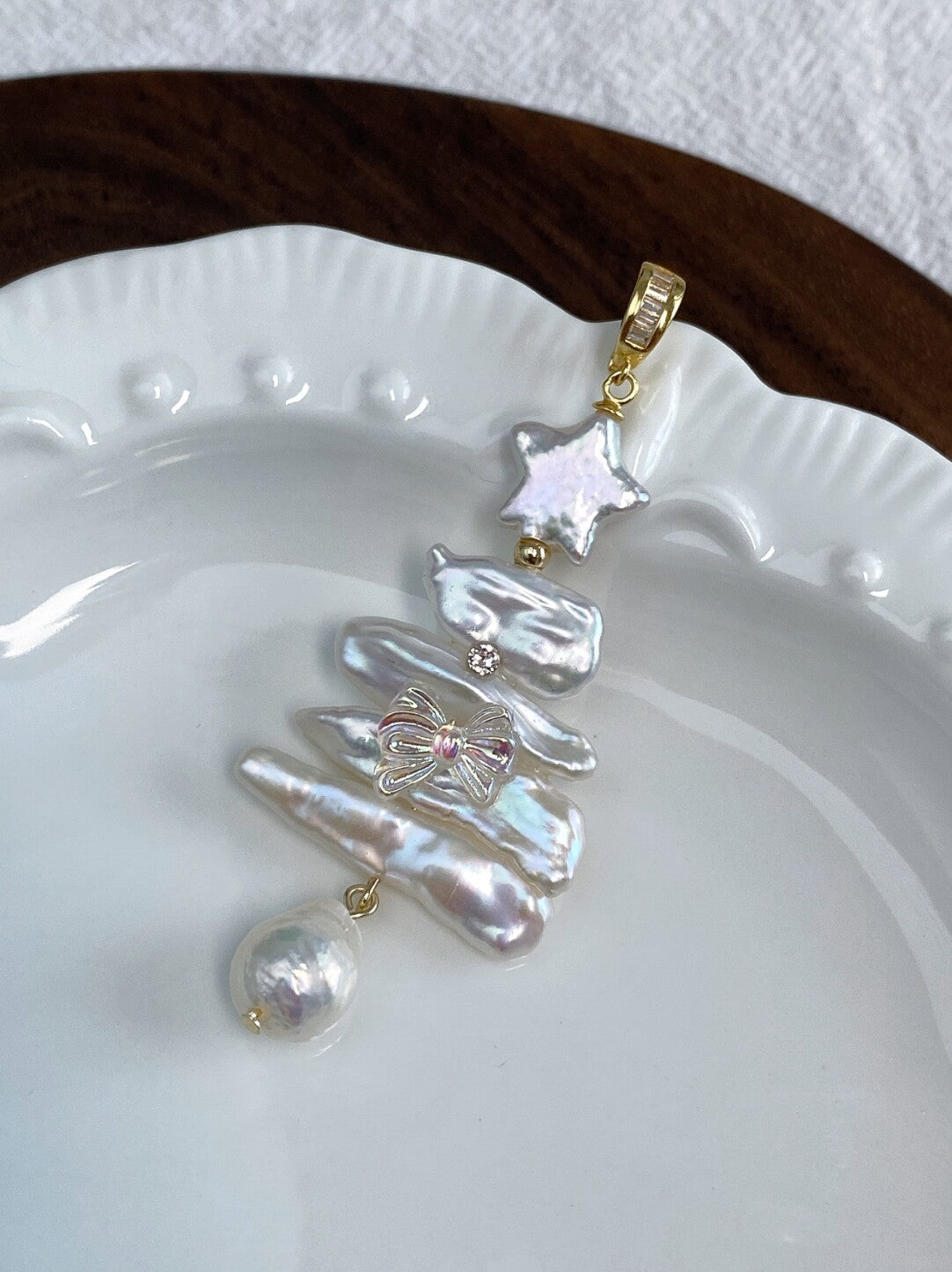 Christmas Tree Baroque Pearl Earrings,No. 3,Lumivault.