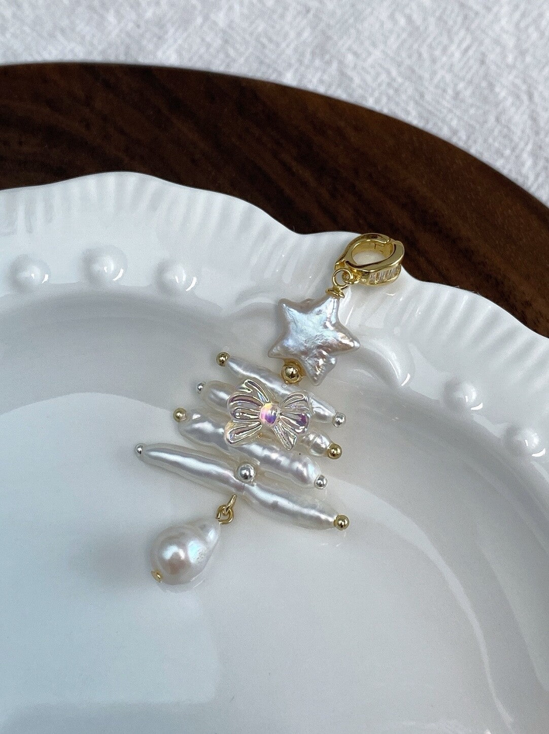 Christmas Tree Baroque Pearl Earrings,No. 4,Lumivault.