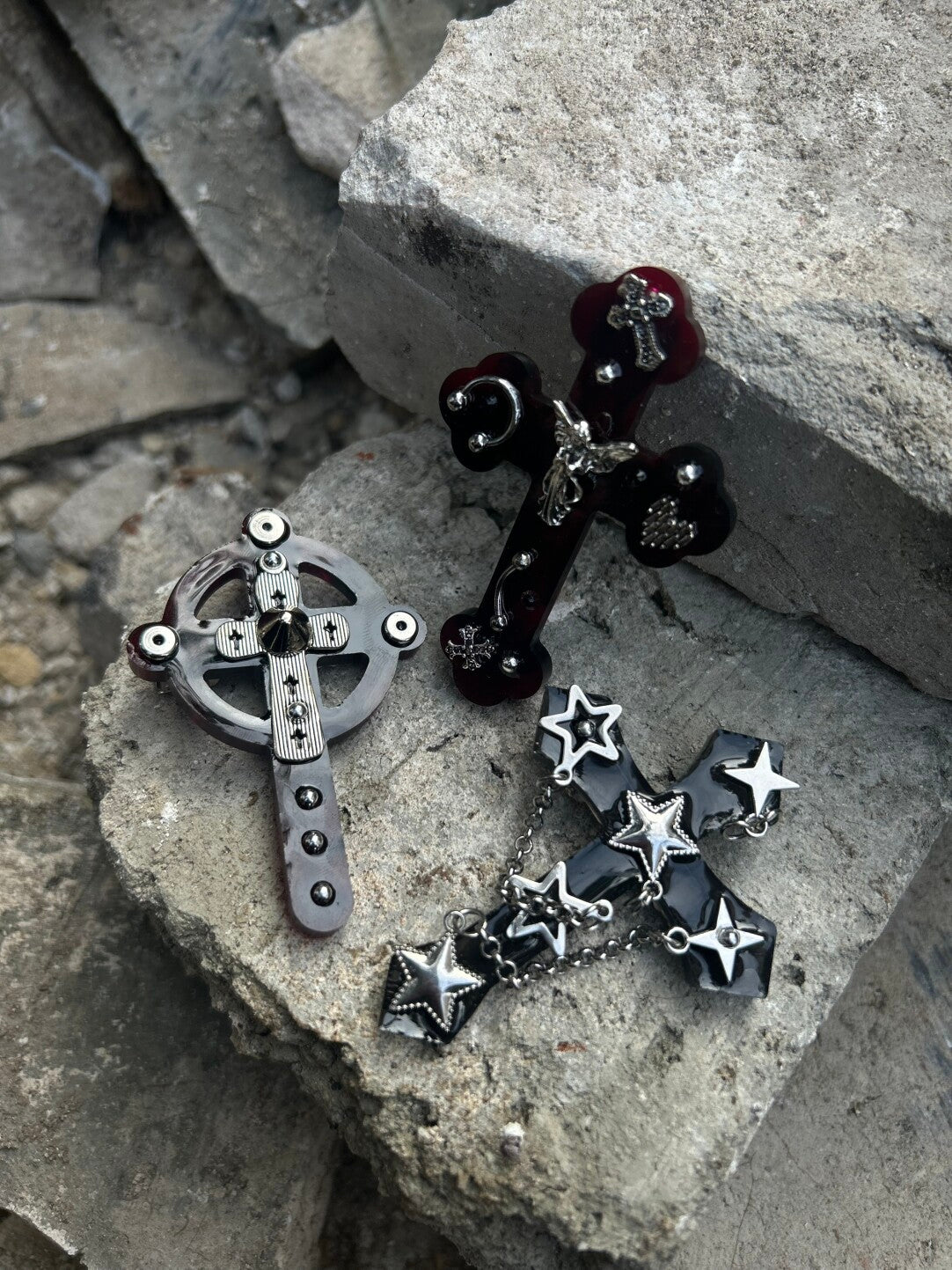 Gothic Cross Hair Clips