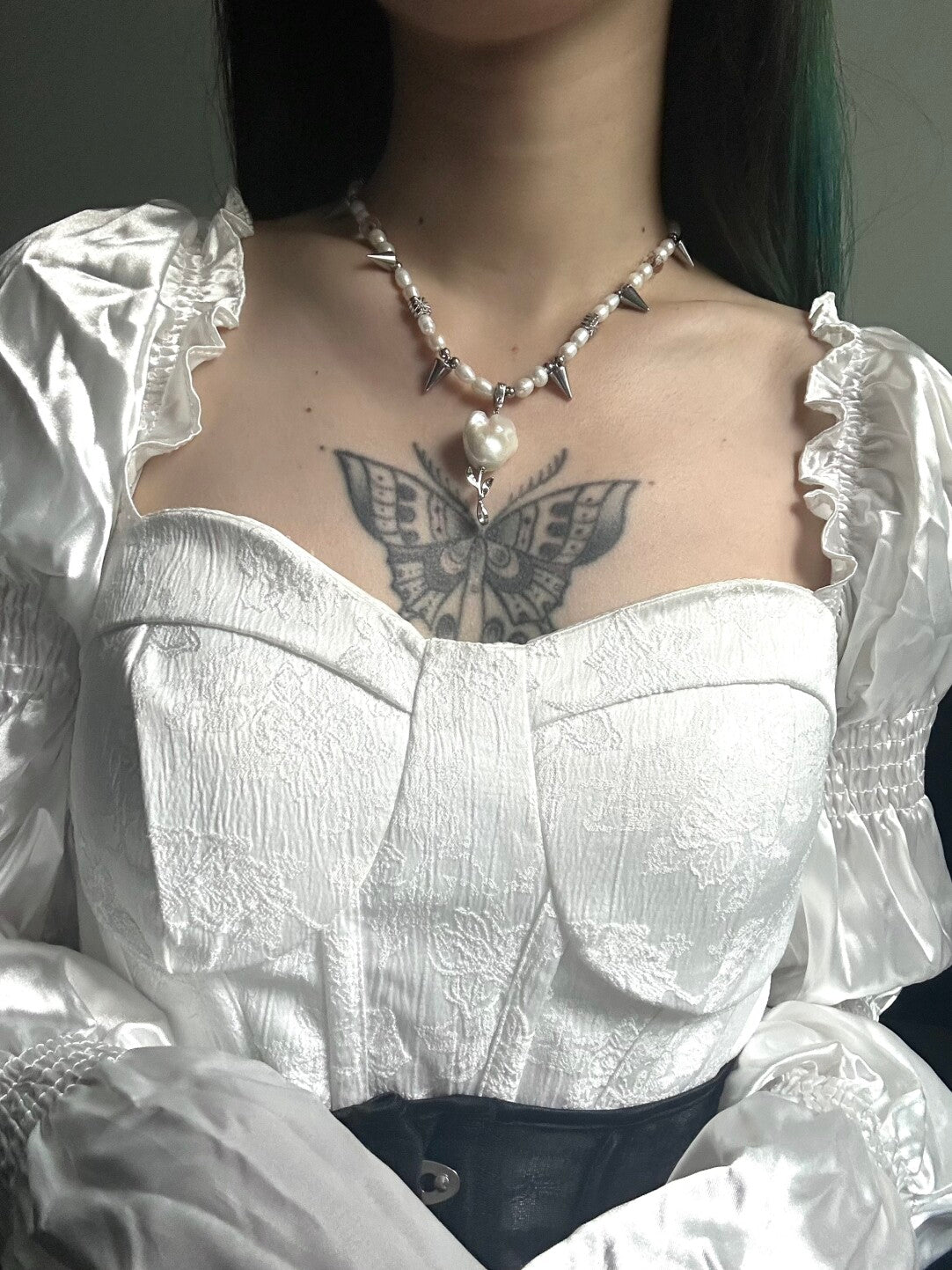 Metal Punk Rivet Rose Choker,Lumivault.