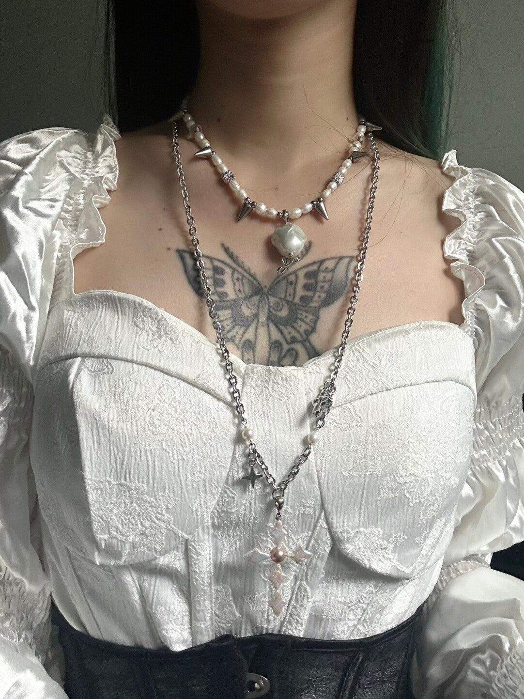 Metal Punk Rivet Rose Choker