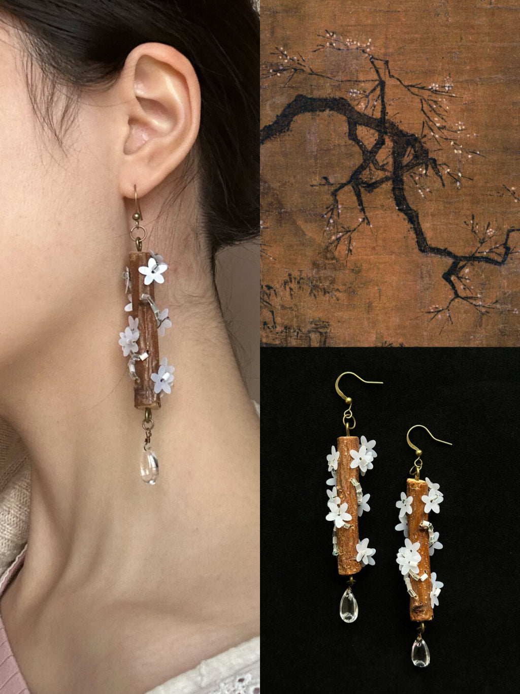 Mountain Garden Plum Blossom Earrings,Lumivault.