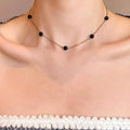 Retro Snake Eyes Layered Necklace,Black Beaded Necklace,Lumivault.