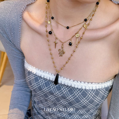 Retro Snake Eyes Layered Necklace