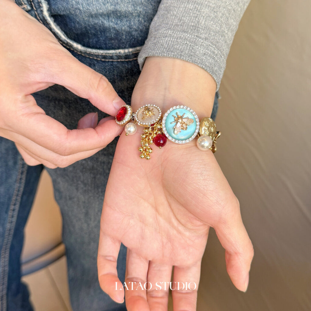 Retro Elf Flight Bee Butterfly Titanium Steel Bracelet,Lumivault.