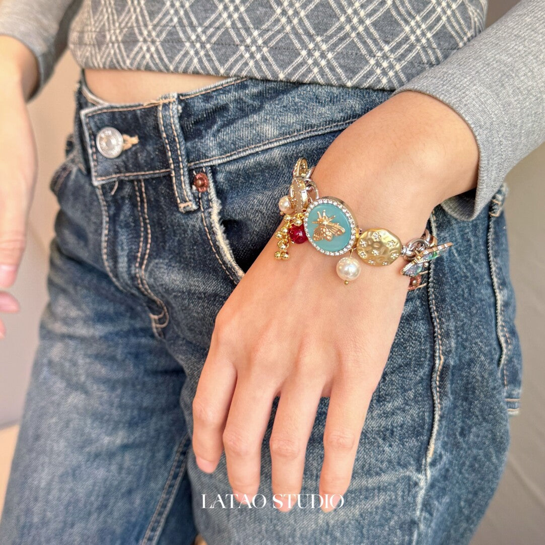 Retro Elf Flight Bee Butterfly Titanium Steel Bracelet,Lumivault.