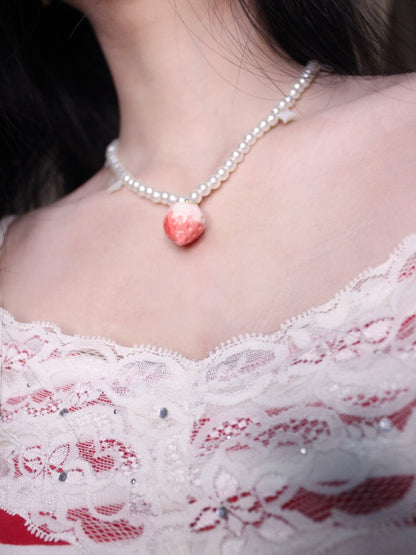 Good Night Little Strawberry Pearl Necklace