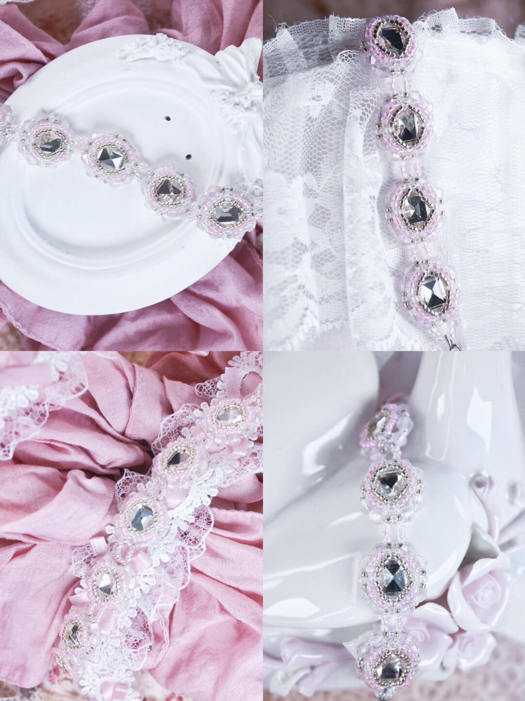 Sweet Diamond Wrapped Beaded Bracelet