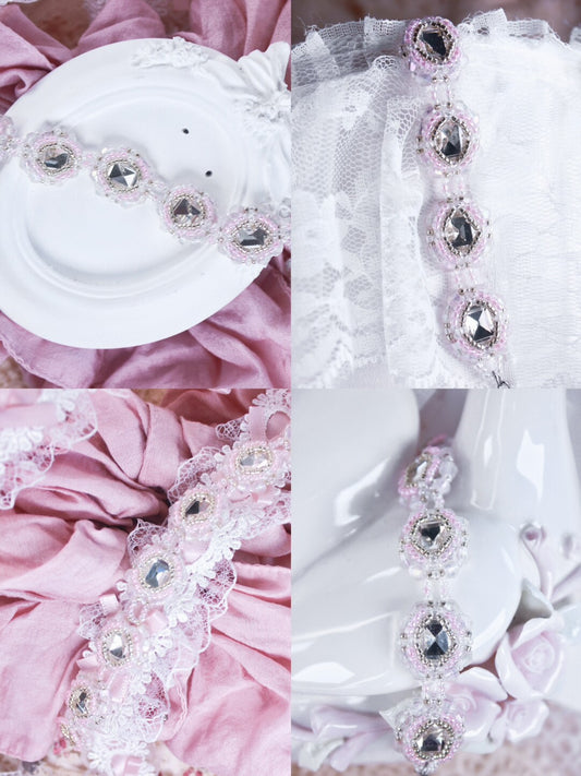 Sweet Diamond Wrapped Beaded Bracelet