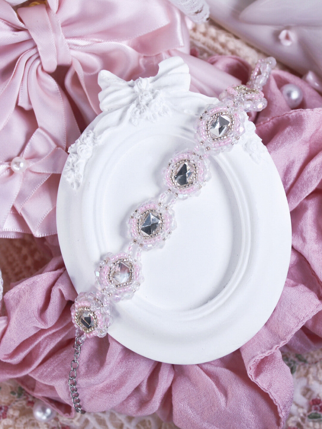 Sweet Diamond Wrapped Beaded Bracelet