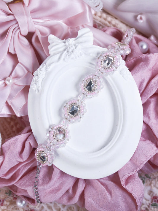 Sweet Diamond Wrapped Beaded Bracelet