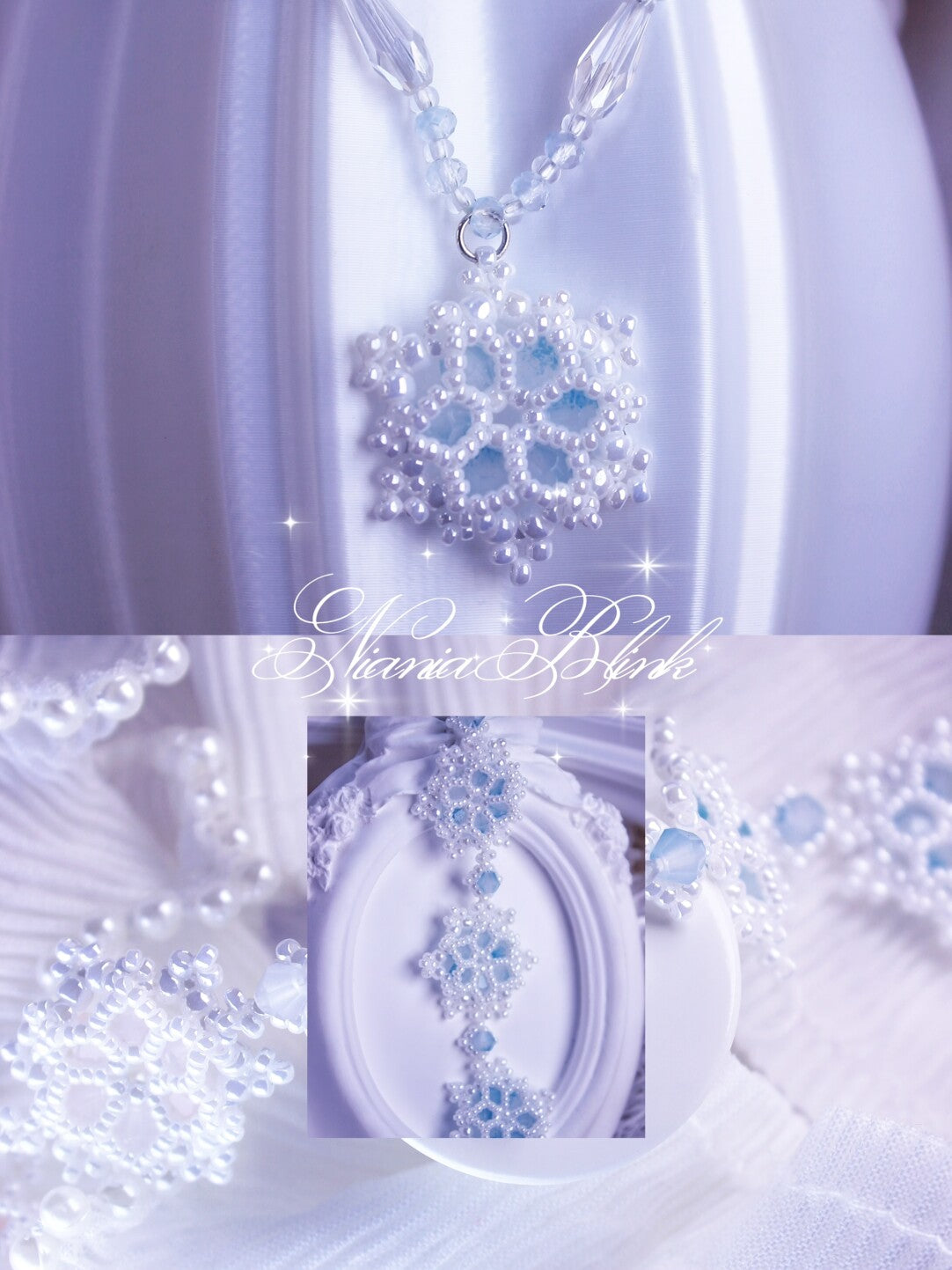 Daylight Snow Beaded Bracelet Necklace,Lumivault.