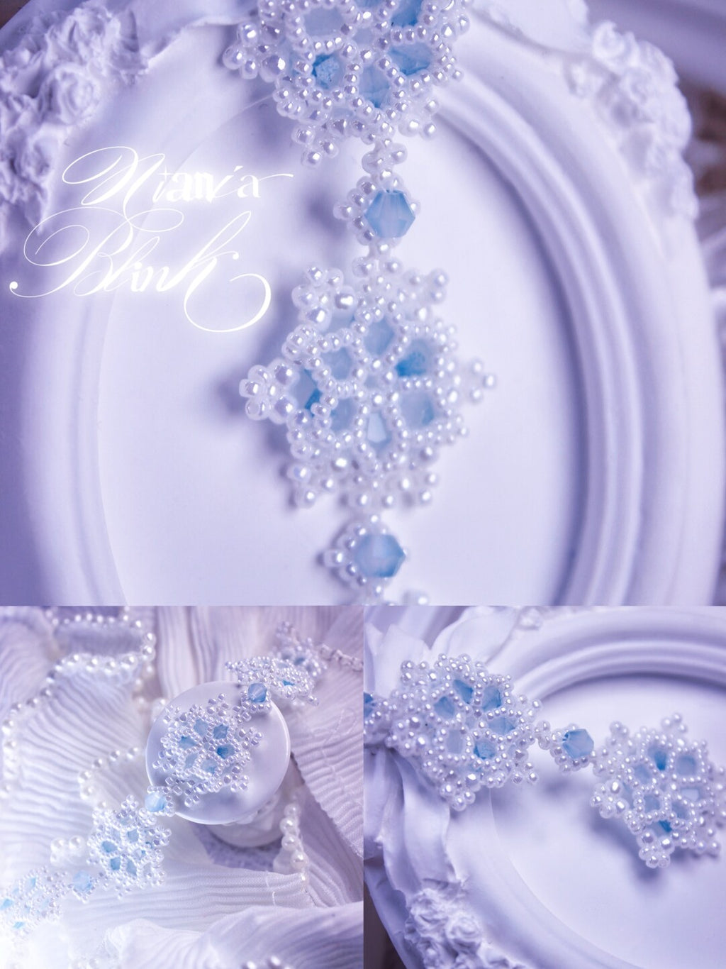 Daylight Snow Beaded Bracelet Necklace,Lumivault.