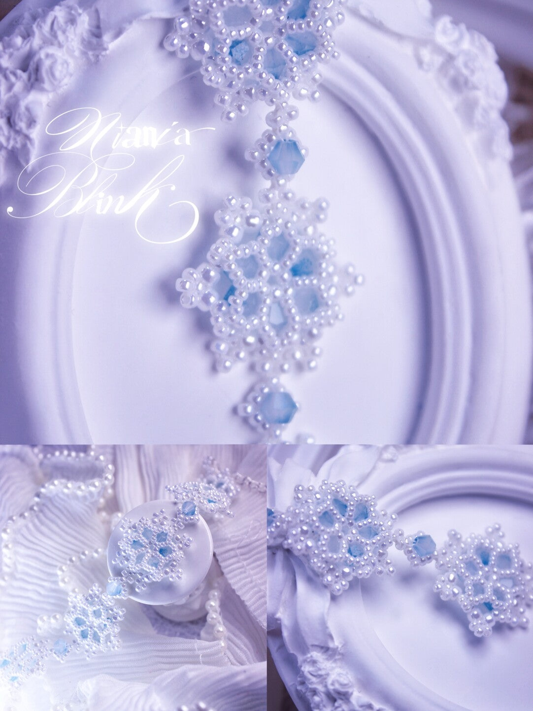 Daylight Snow Beaded Bracelet Necklace,Lumivault.