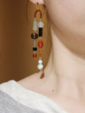 Chinoiserie Dunhuang Asymmetrical Long Earrings,Lumivault.