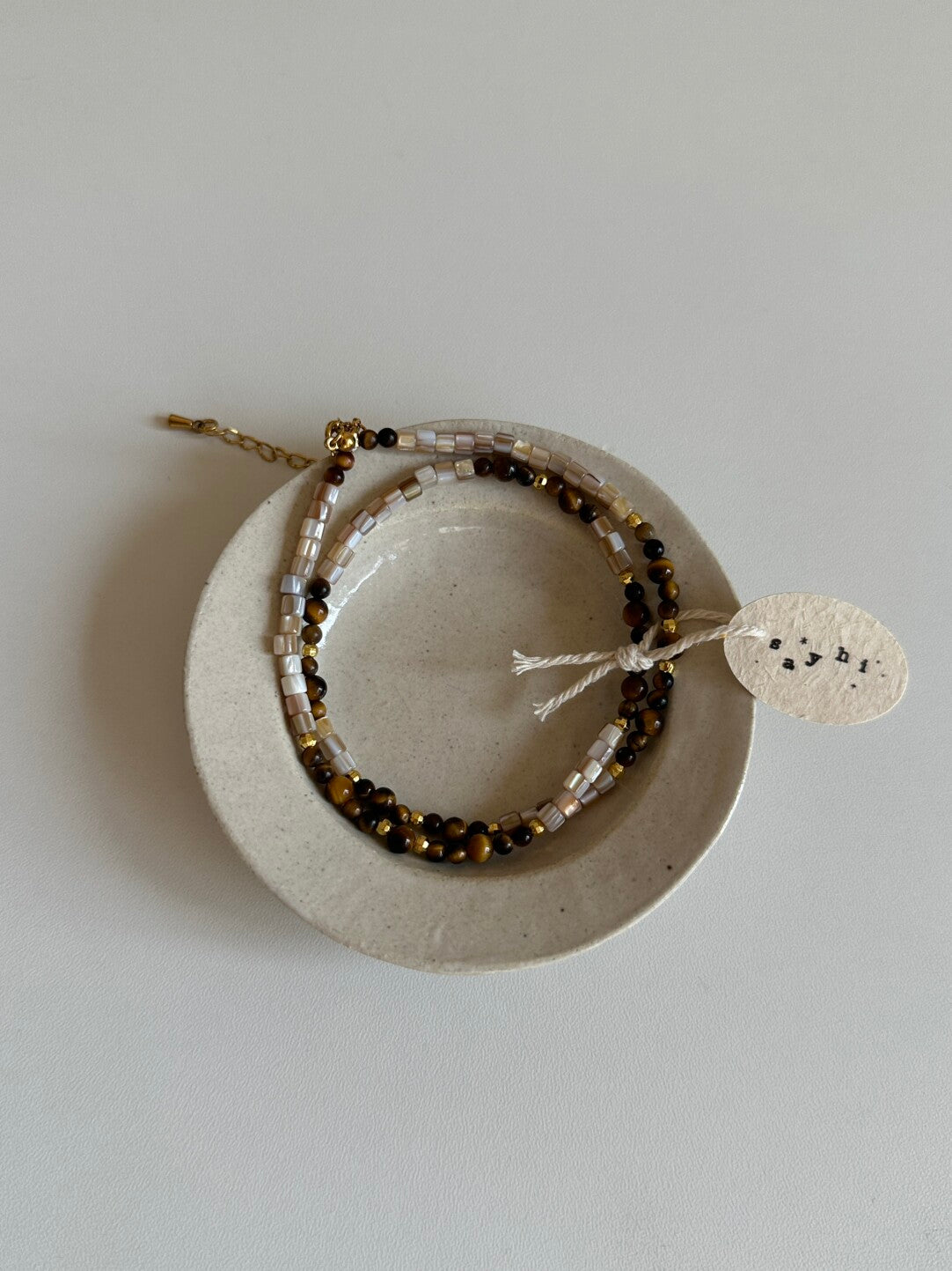 Warm Brown Natural Stone & Shell Necklace - Lumivault