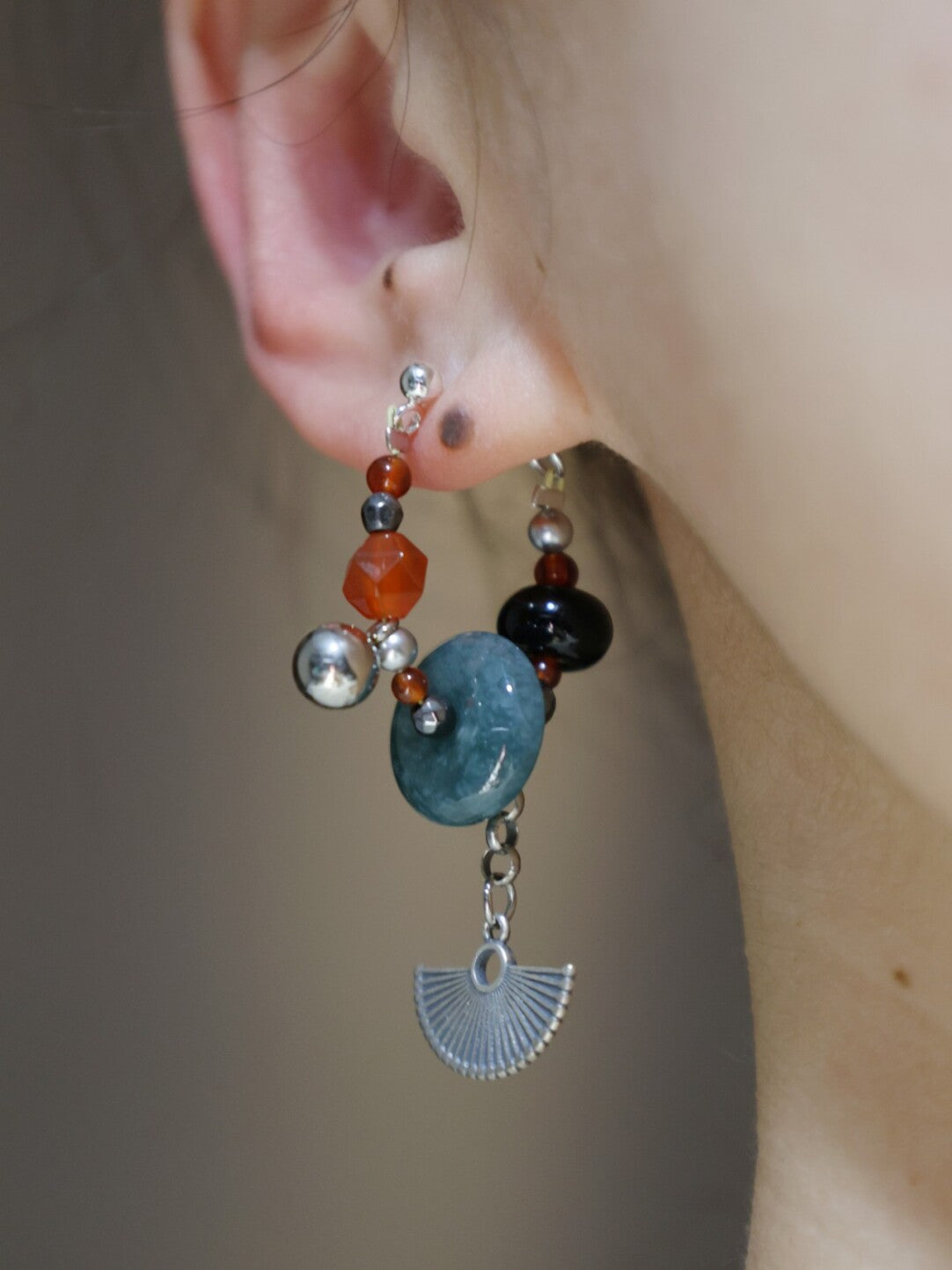 Chinoiserie Fringed Fan Earrings,Lumivault.