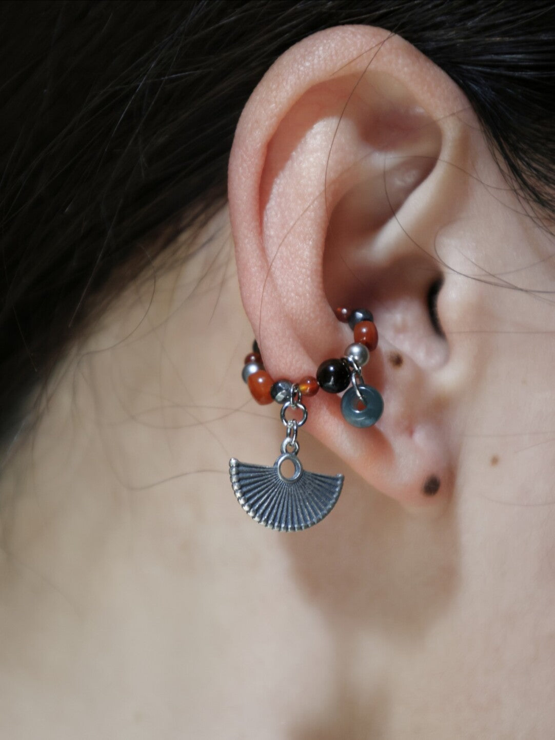 Chinoiserie Fringed Fan Earrings,Lumivault.