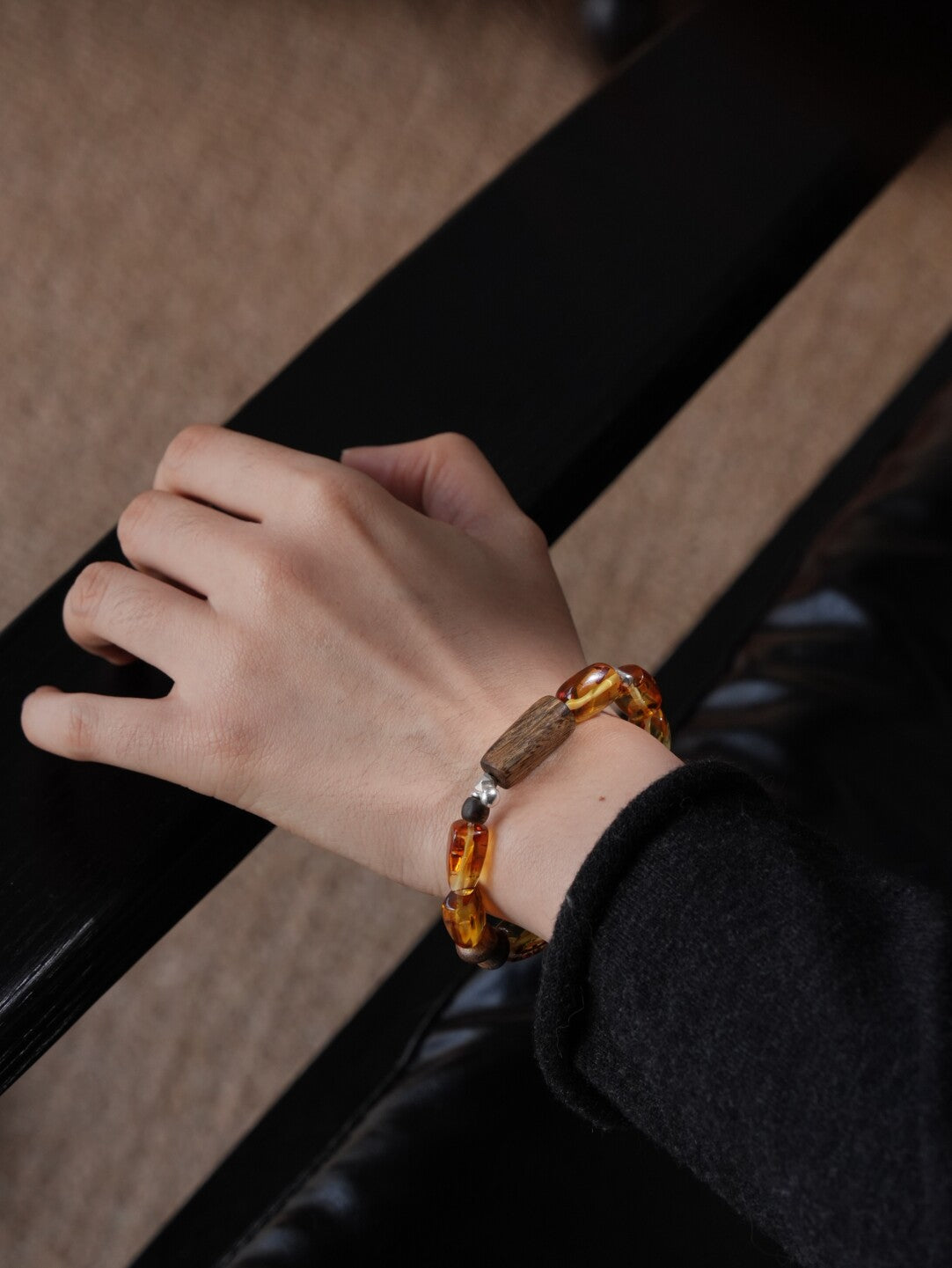 Maple Leaf Agarwood Silver Bracelet,Lumivault.