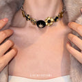 Retro Sunlight Gold Black Layered Necklace,Choker,Lumivault.