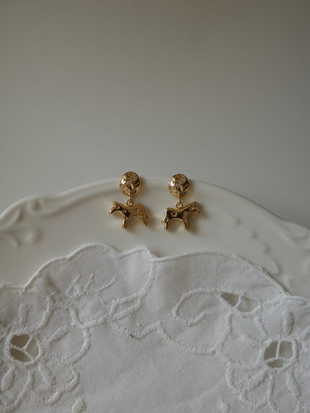 Dala Horse Star Drop Earrings,Studs / Gold,Lumivault.