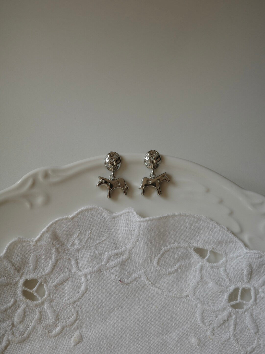 Dala Horse Star Drop Earrings,Studs / Silver,Lumivault.