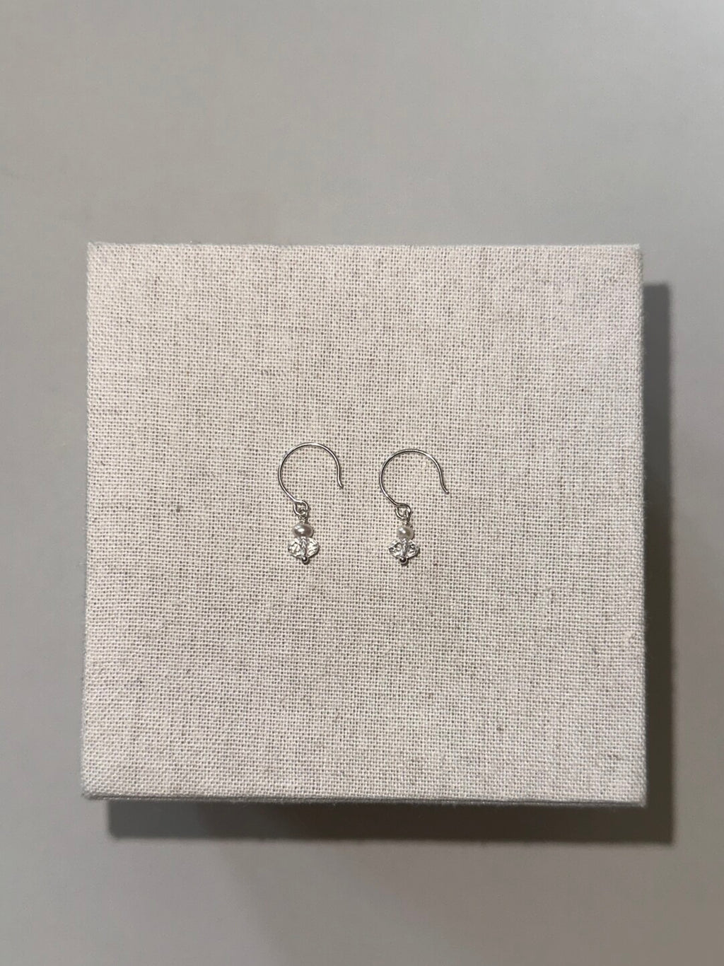 Dainty Pearl & Crystal Silver Hoop Drop Earrings - Lumivault