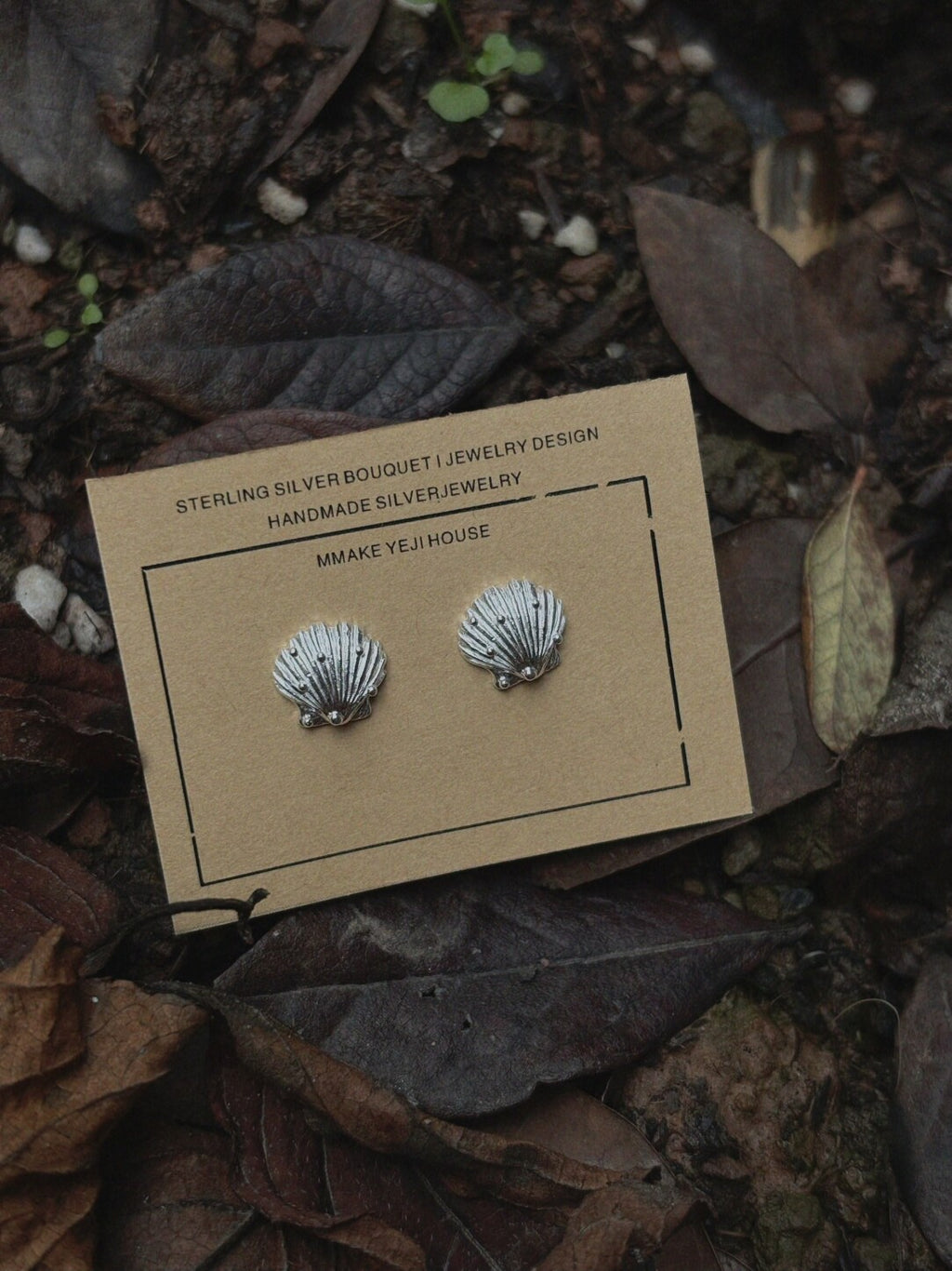 Handmade Sterling Silver Shell Earrings,Lumivault.