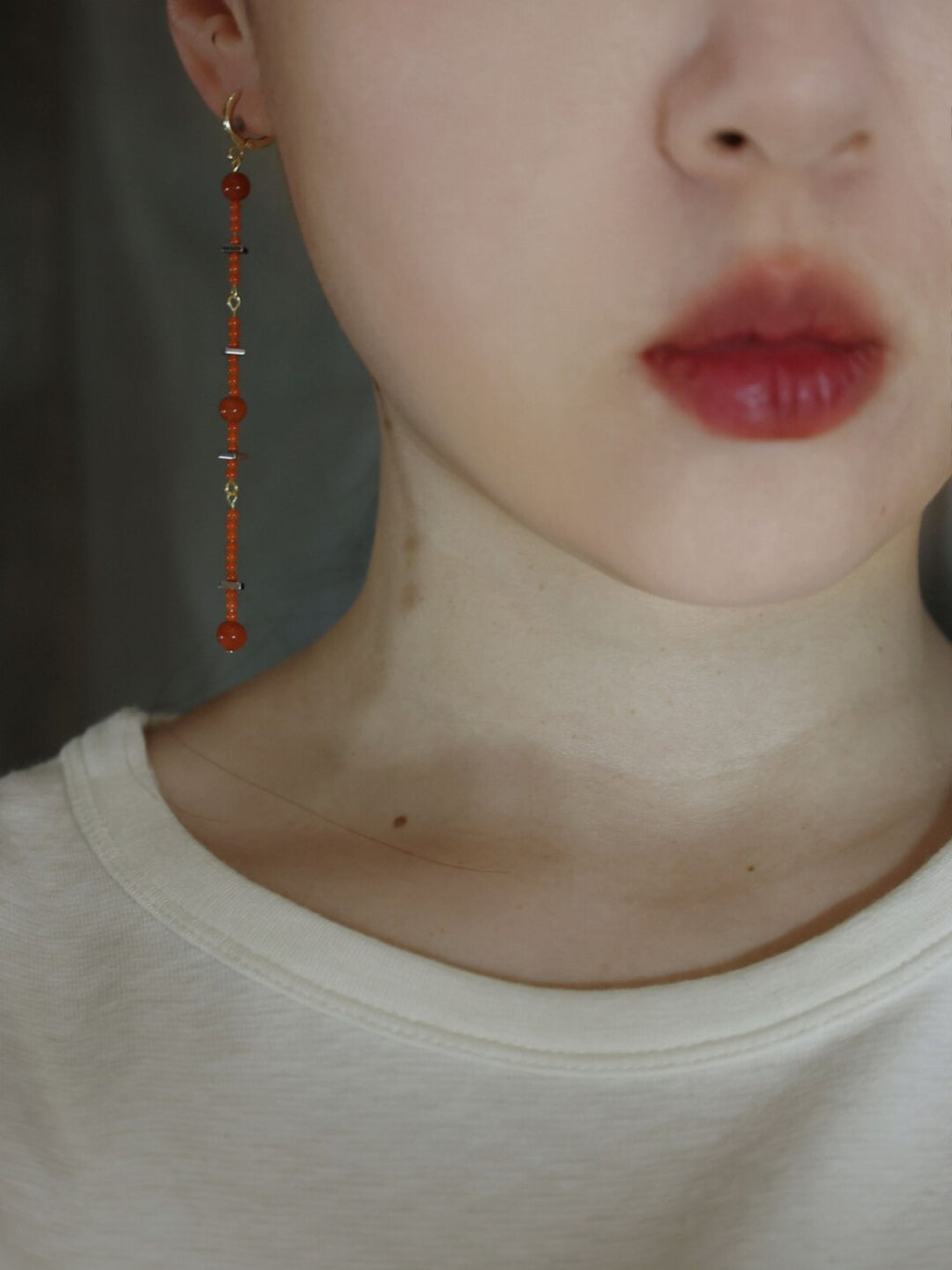 Chinoiserie Red Fringed Long Earrings,Lumivault.