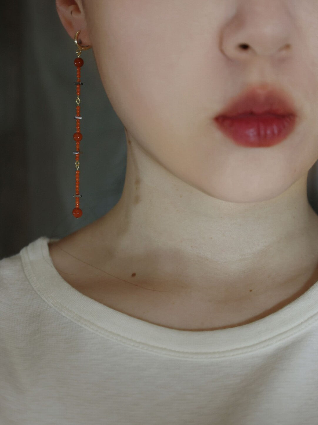 Chinoiserie Red Fringed Long Earrings,Lumivault.