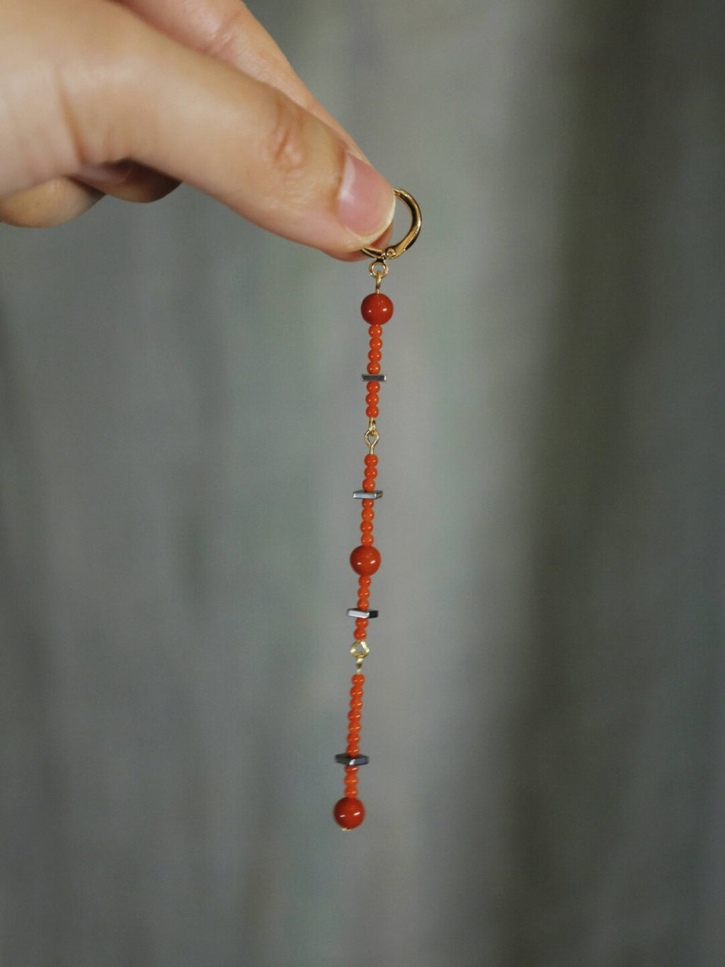 Chinoiserie Red Fringed Long Earrings,Lumivault.