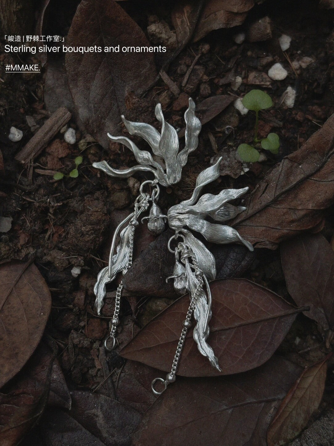 Sterling Silver Cyclamen Earrings,Lumivault.