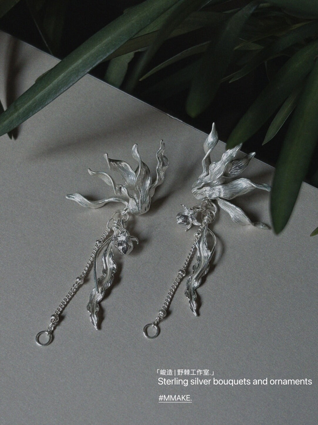 Sterling Silver Cyclamen Earrings,Lumivault.