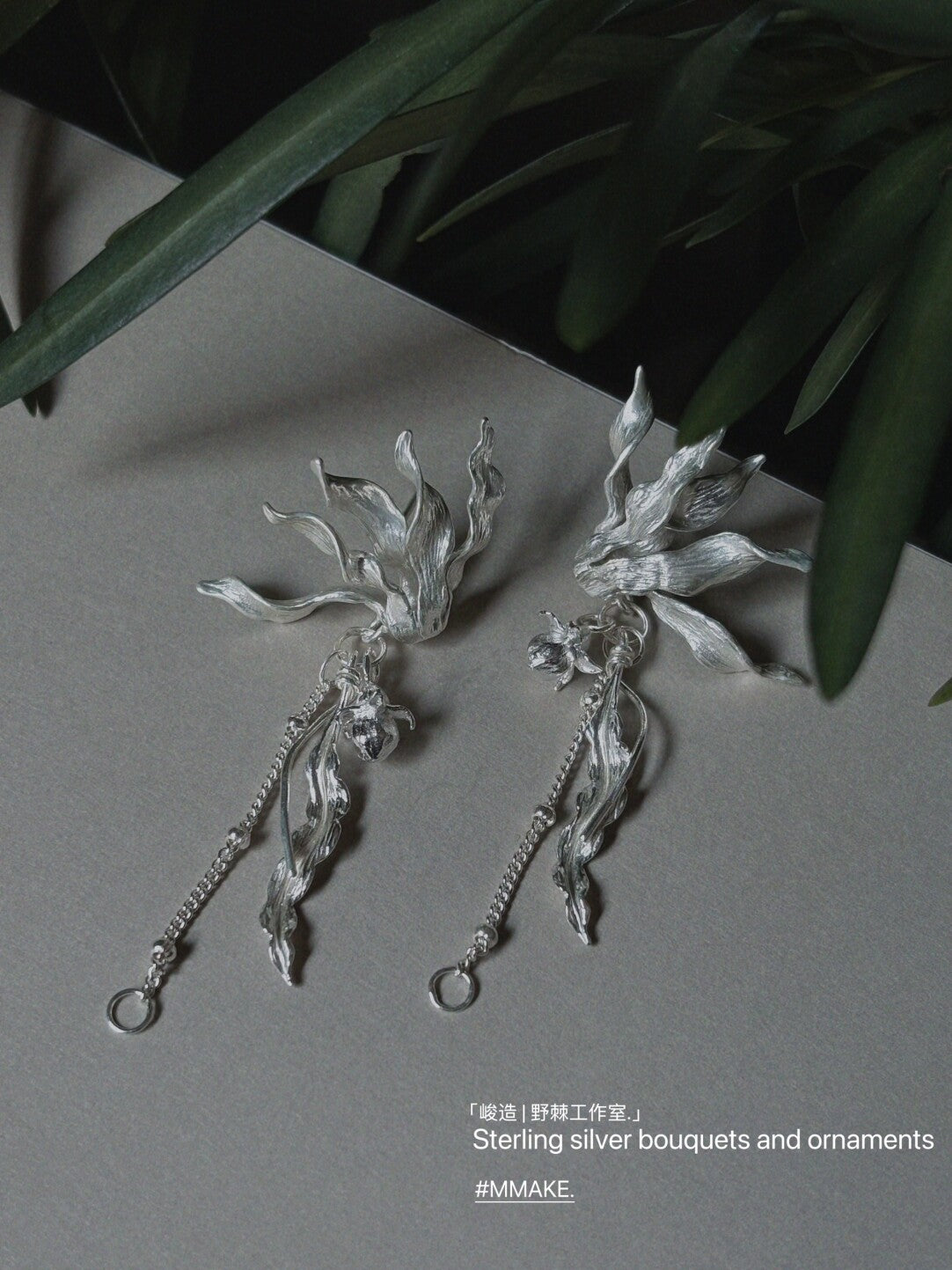 Sterling Silver Cyclamen Earrings,Lumivault.