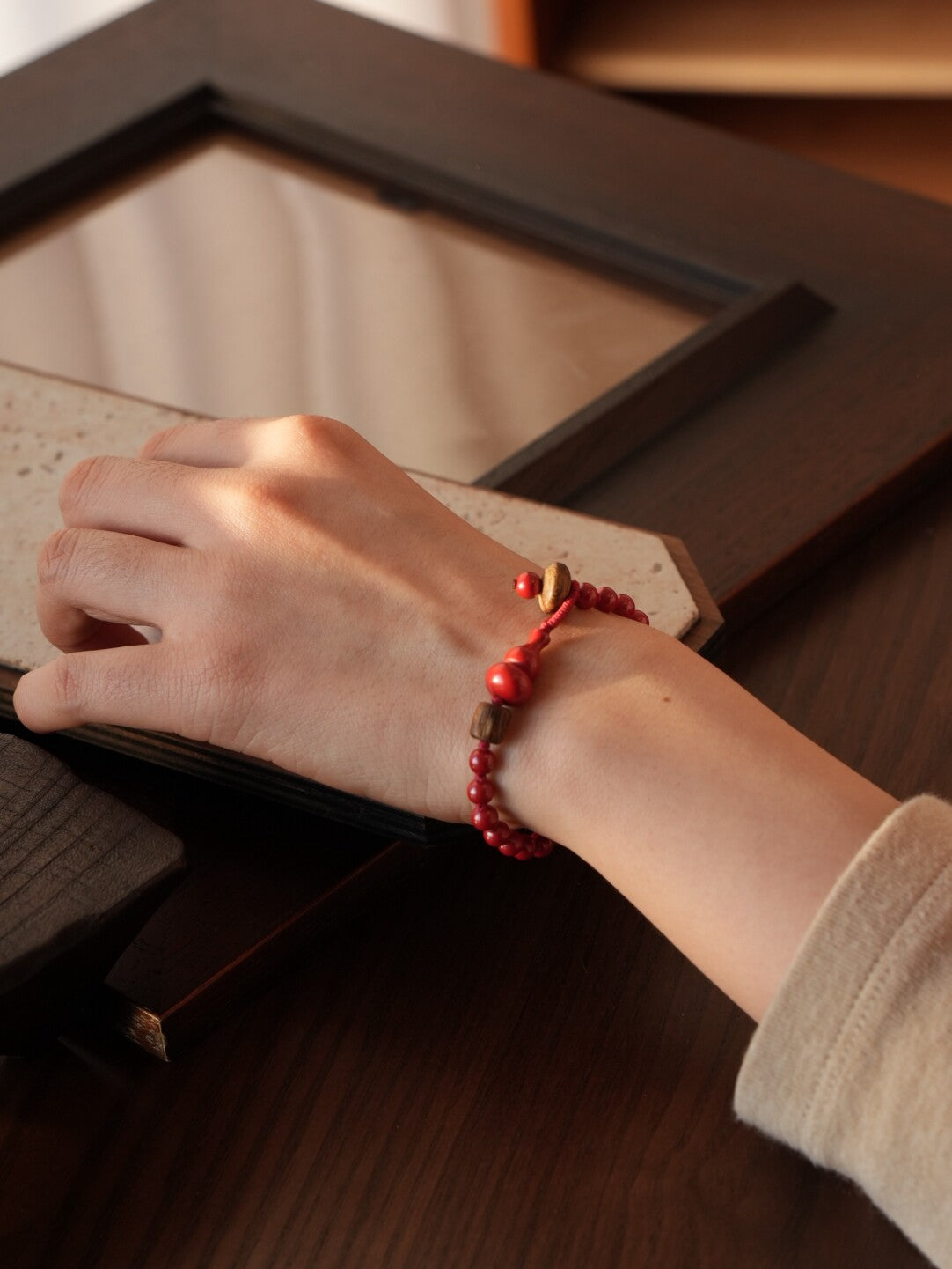 Winter Jubilee Agarwood Beaded Bracelet,Lumivault.