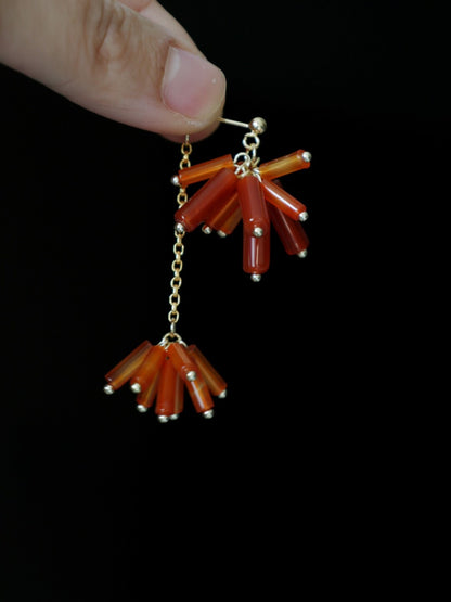 Chinoiserie New Year Red Firecrackers Earrings