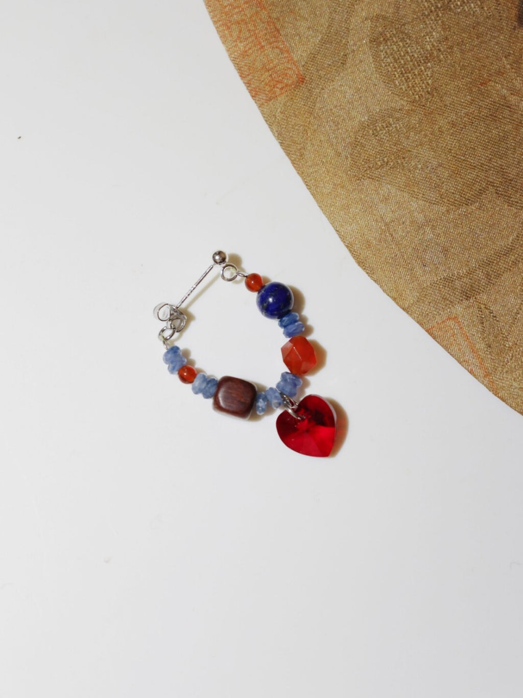Chinoiserie Red and Blue Heart Earrings,Lumivault.